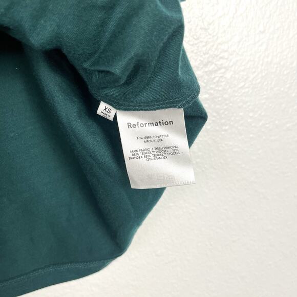 NWT Reformation XS Emerald Green One-Shoulder Stretch Jersey Yara Mini Dress - Picture 5 of 7